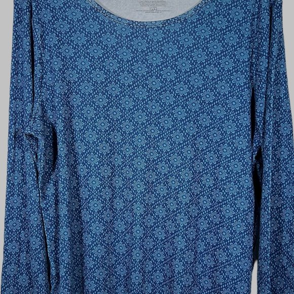 Time & Tru - Women's Plus Size 3X - Blue Floral Patern Top - Long Sleeve - Picture 3 of 9
